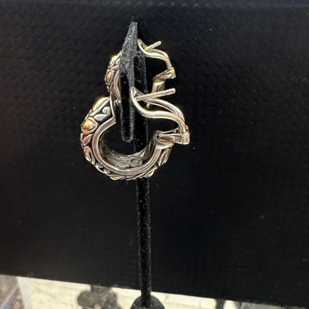John Hardy .925/18kt Two-Tone Leaf Earrings - Picture 2 of 7